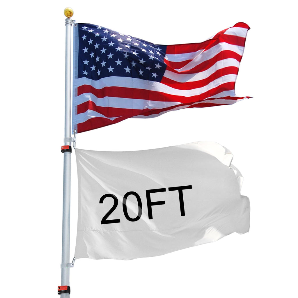 Yeshom 20ft Telescopic Flag Pole Kit with 3'x5' US American Flag & Ball Top Sleeve Set Aluminum Telescoping Flagpole Fly 2 Flags for Outdoor Tailgate Camper RV Tire Mount Inground Outside House Retail $99.00