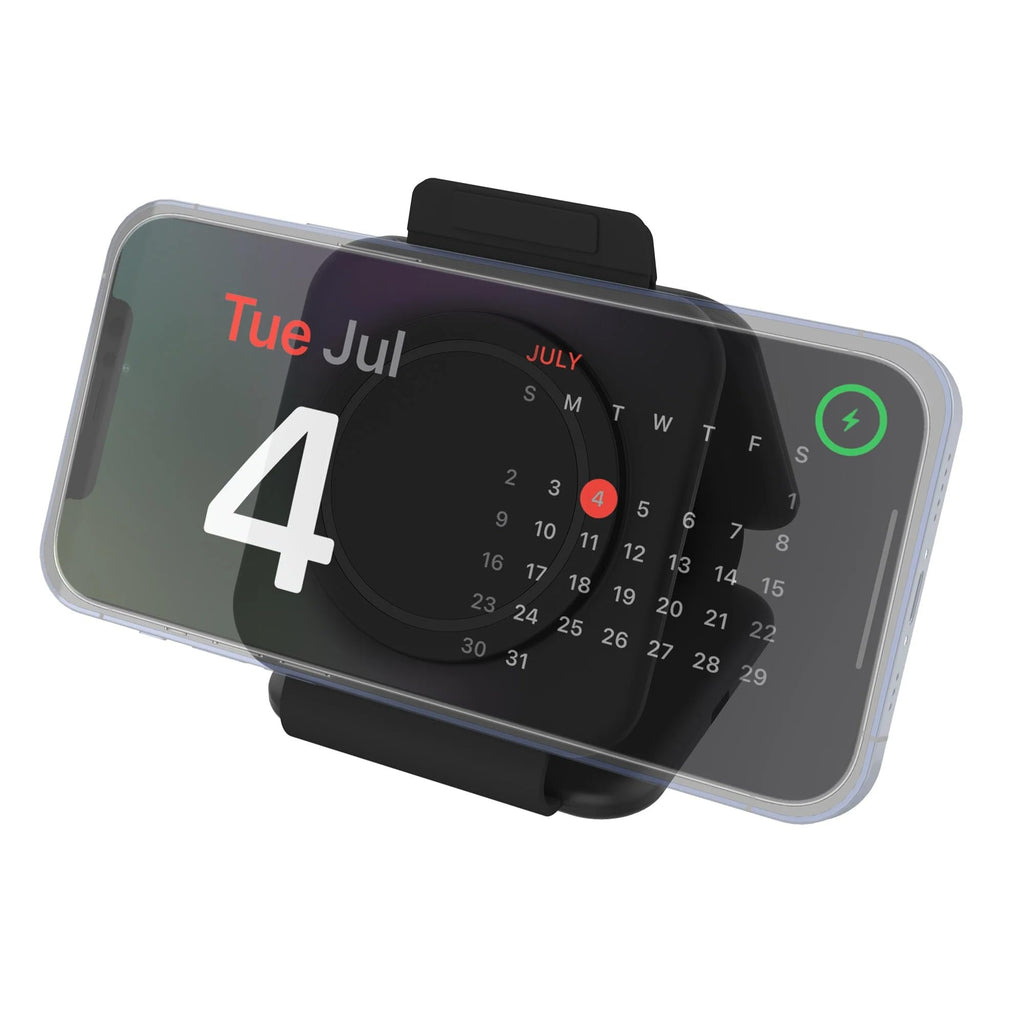 Black 3-in-1 Folding Wireless Charging Pad for Phone Earbuds Watch