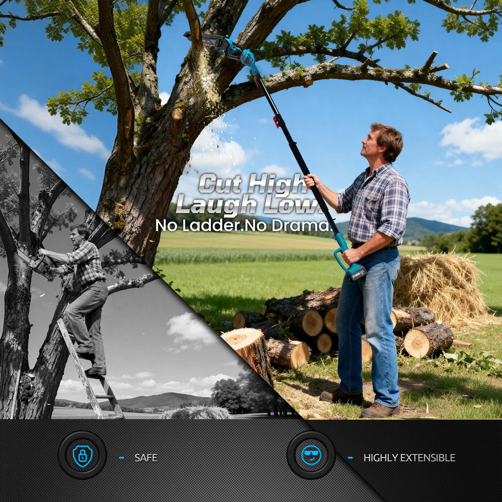 Open-Box New Autubin Cordless 2-in-1 8 Mini Chainsaw  Pole Saw 1200W Brushless.