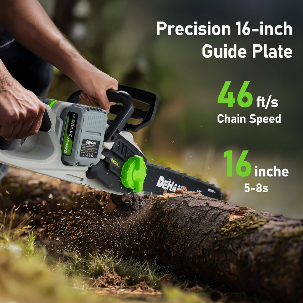 Inch Brushless Electric Chainsaw 2x 4.0Ah 21V Battery Tool-Free Tension Instant Brake
