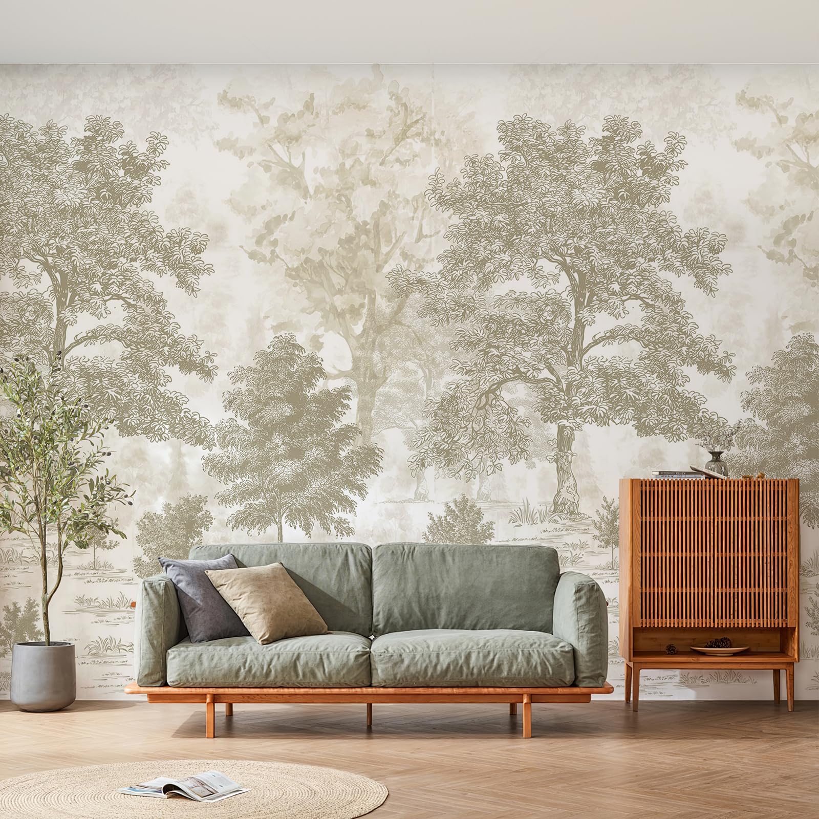 New Open-Box Zeeko Vintage Forest Wall Mural Peel  Stick 177x110 Waterproof Canvas Retail $208.00
