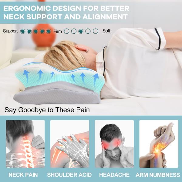 Cervical Pillow for Neck Contour Memory Foam Ergonomic Orthopedic Bed Pillow Queen