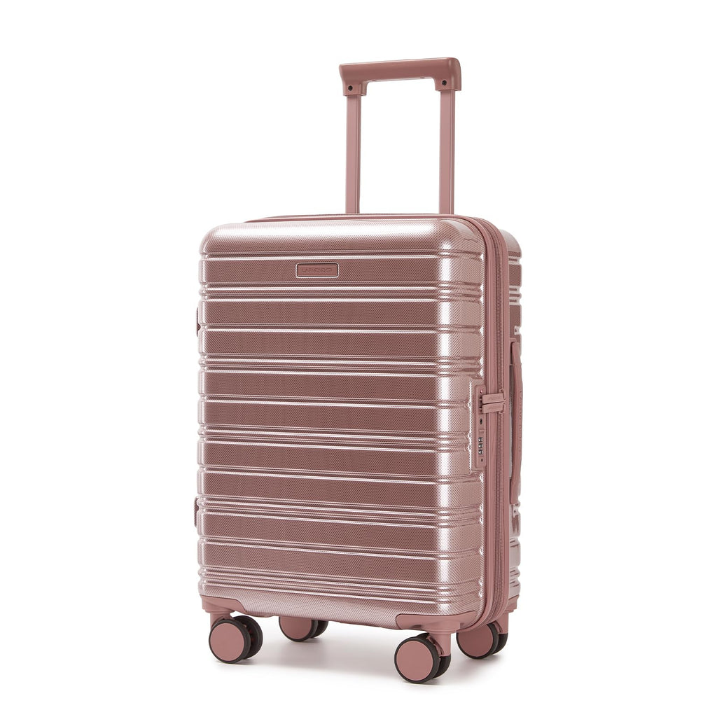 Rose Gold 20 Inch Expandable Hardside Carry On Luggage 22x14x9 with Spinner Wheels TSA Lock Retail $89.00