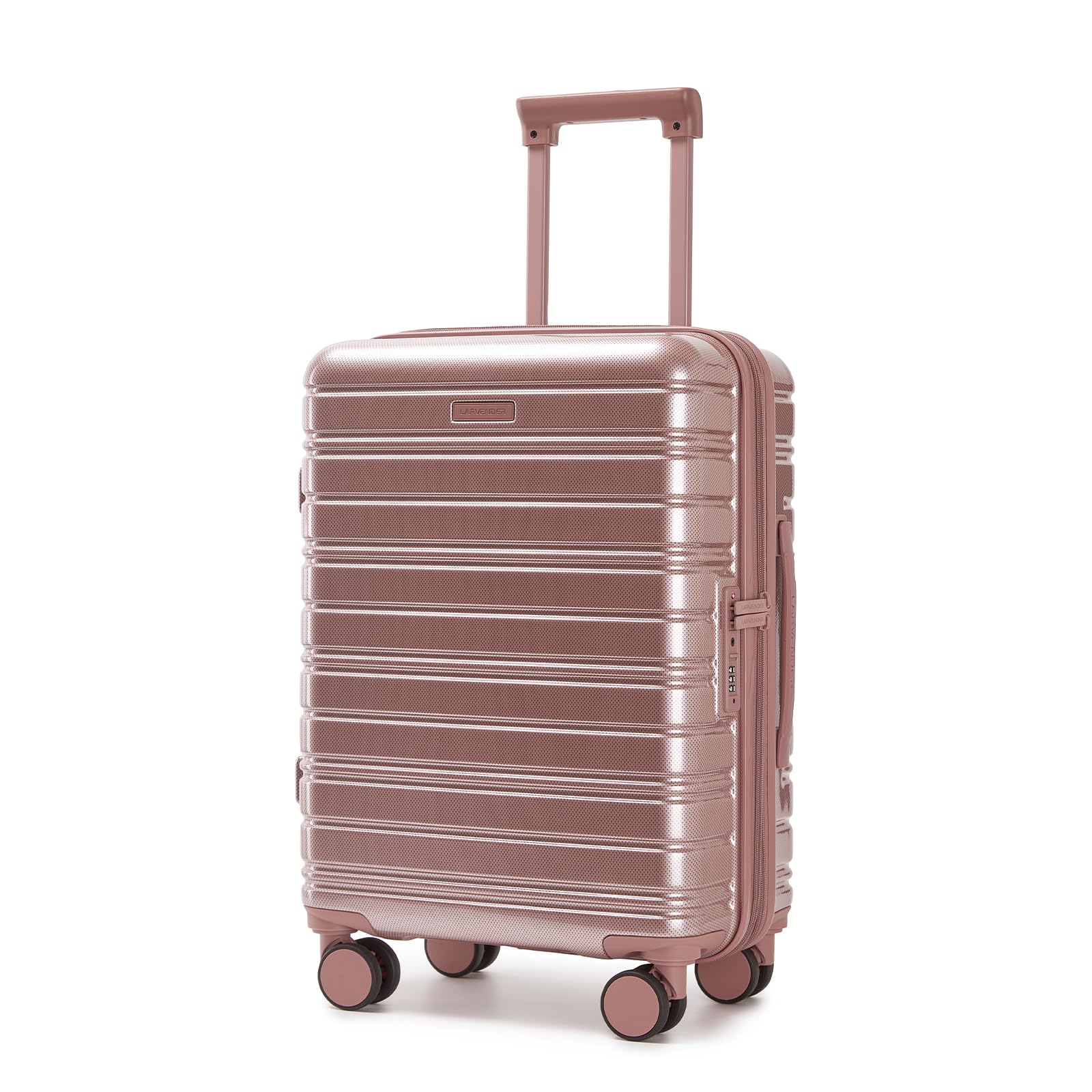 Rose Gold 20 Inch Expandable Hardside Carry On Luggage 22x14x9 with Spinner Wheels TSA Lock Retail $89.00