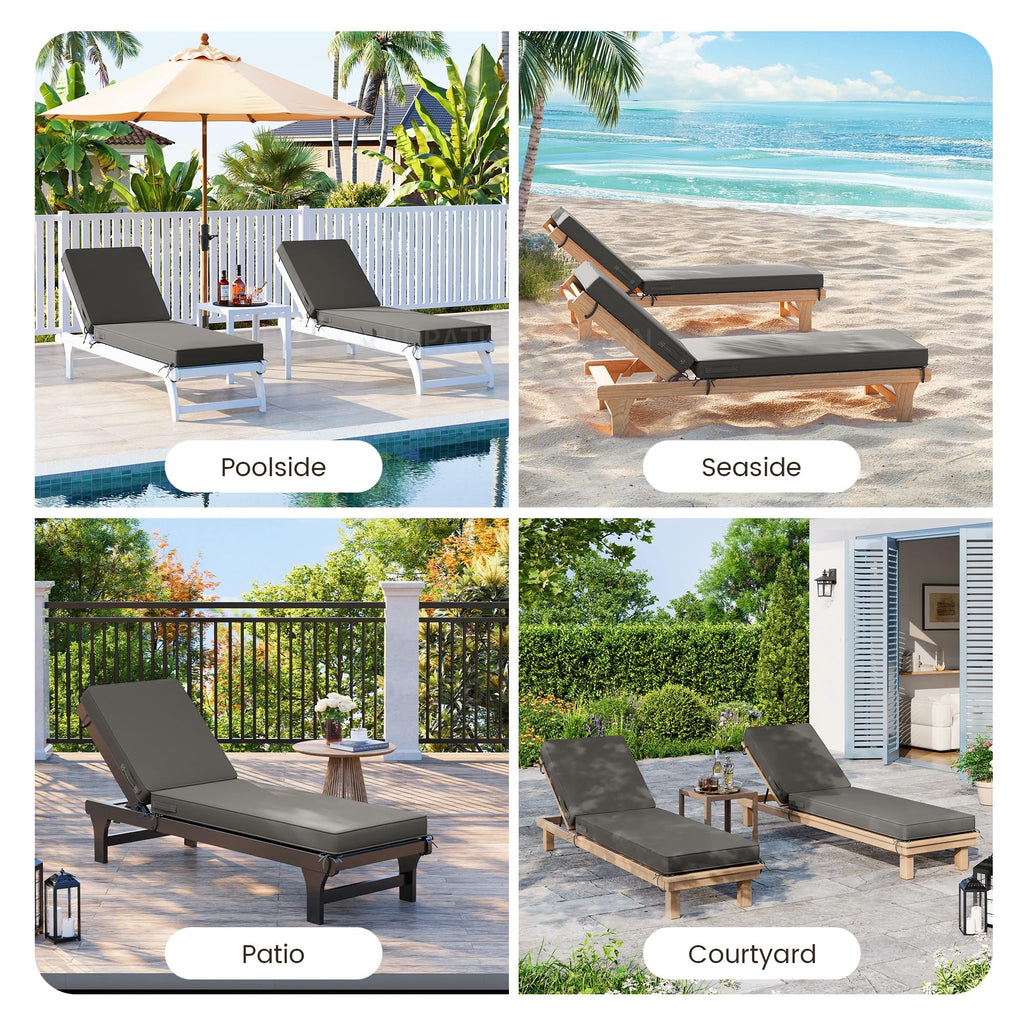 UDPATIO Outdoor Chaise Lounge Cushions 4 Inch Thick Foam, Patio Recliner Pad, Waterproof & Fade Resistant, UV-Protected with Straps for Pool, Deck, Garden Furniture (Deep Grey/2PCS, 72"x21"x4") Retail $91.00