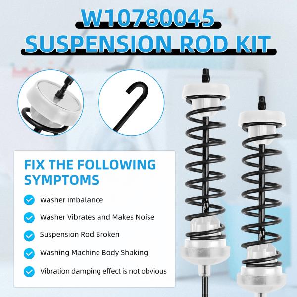 W10780045 WTW4816FW2 NTW4516FW2 NTW4605EW0 NTW4516FW1 WTW4800BQ1 Washer Suspension Rod Kit for Amana Whirlpool Kenmore WTW4800BQ0 RTW4516FW1 WTW4815EW0 NTW4516FW0 WTW4815EW1 WTW4816FW1 W10821951