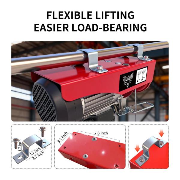 Electric Hoist 440 lbs Material Handling Tool with 14ft Wired Remote Control