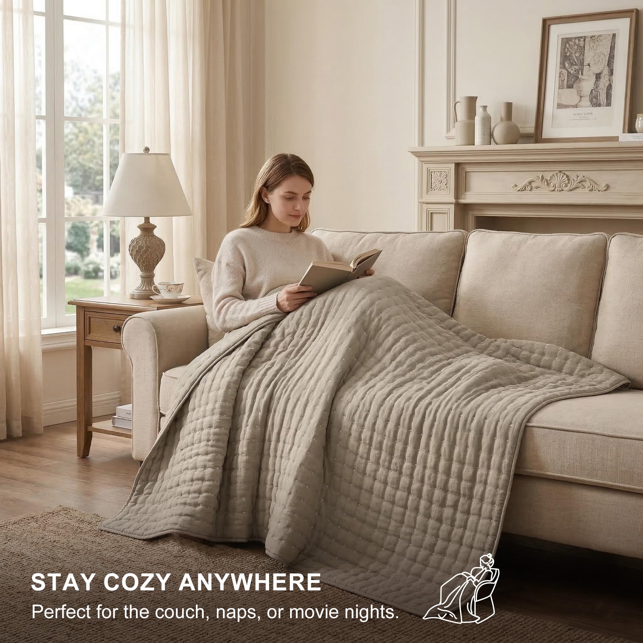 As-Is WDCOZY White Queen Size Lightweight Soft Quilt Bedding Set with Shams 3 Pieces Retail $44.00