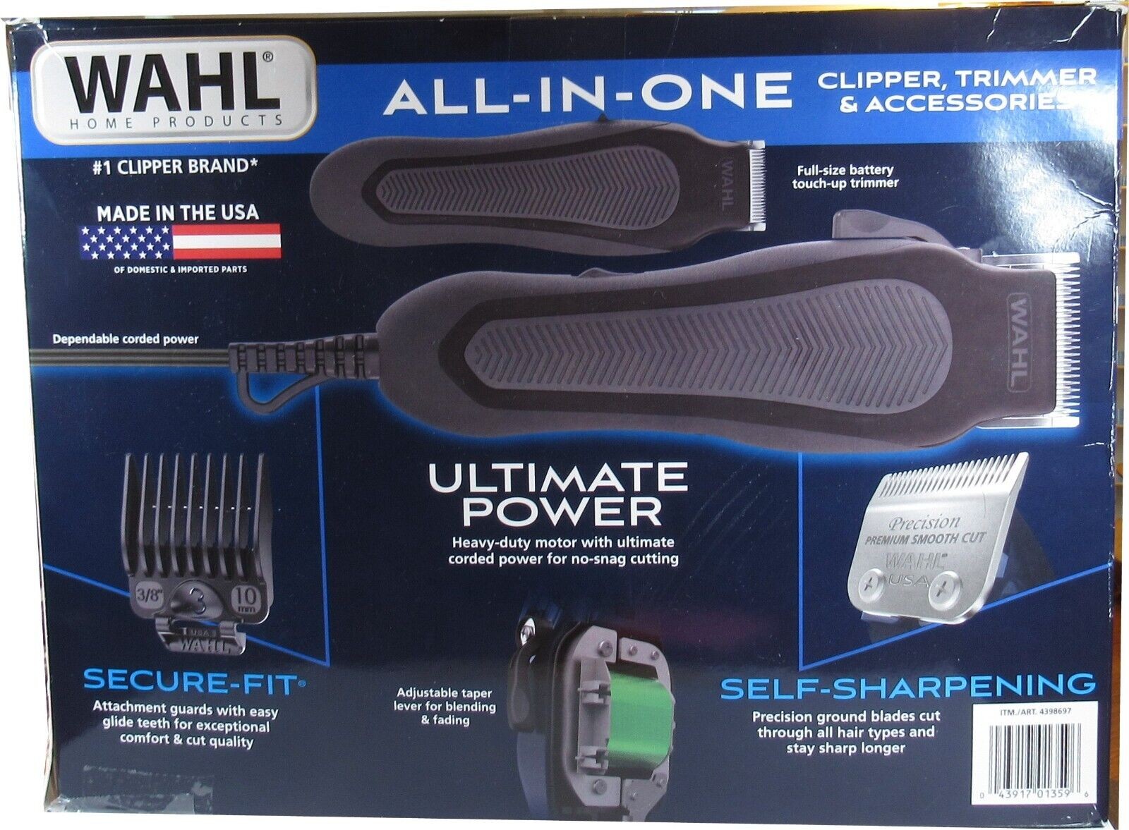 Wahl High Performance Corded Hair Clipper  Battery Trimmer Kit Black