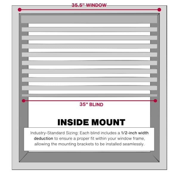Cordless Mini Blind 1 Vinyl Slats 35.5 Wide x 60 Long White