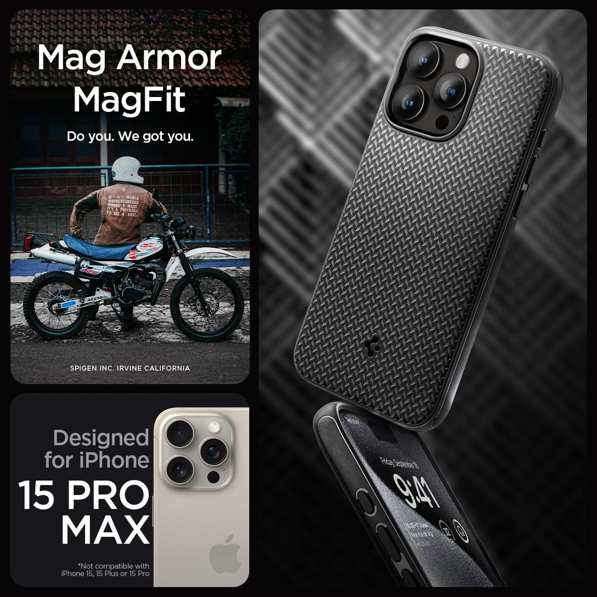 Spigen Mag Armor MagFit Case for iPhone 15 Pro Max MagSafe Compatible Navy Blue