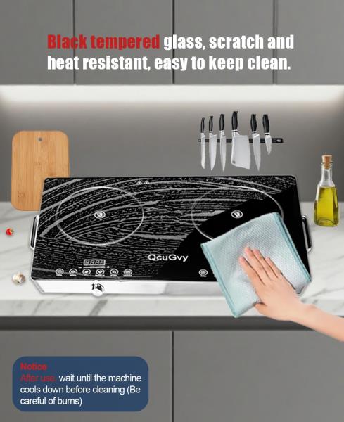 Portable Infrared 2 Burner 3500W Electric Cooktop with Touch Control and 2 Hour Timer