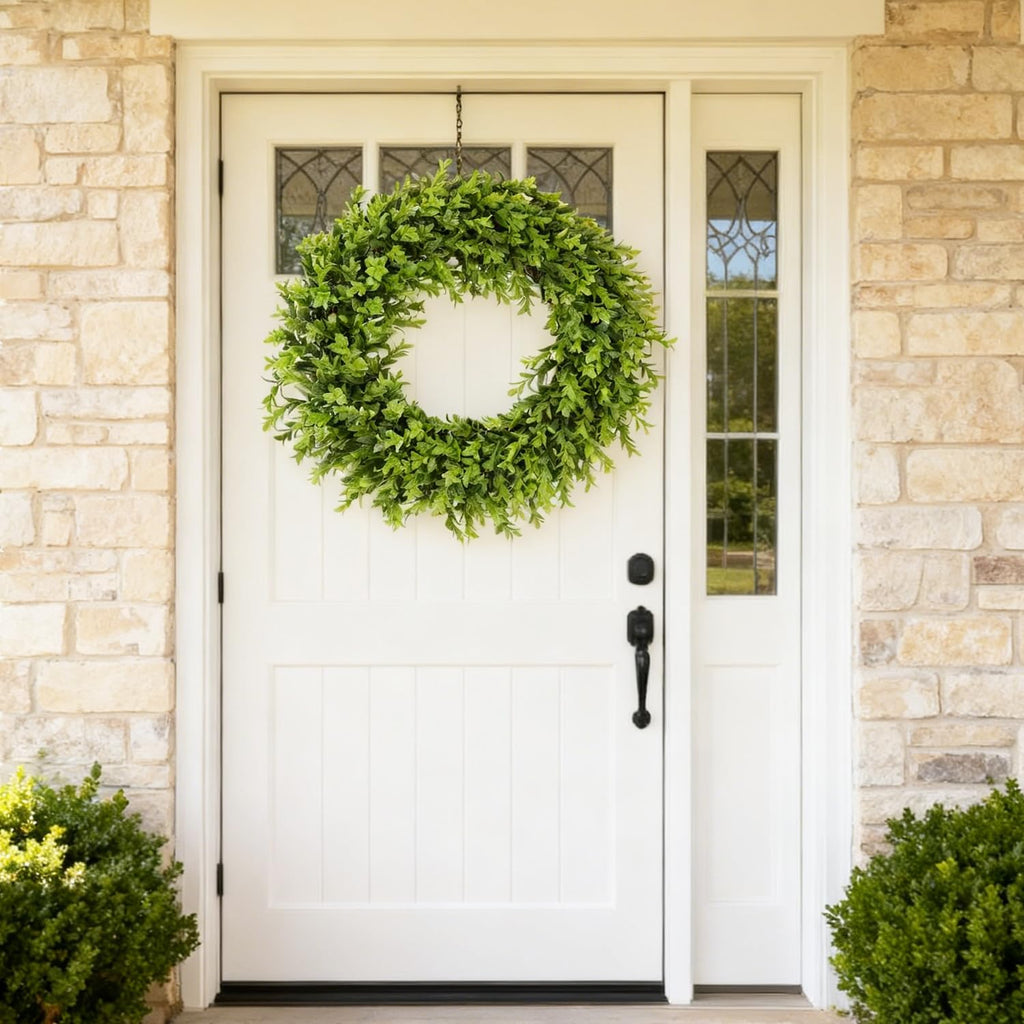 Real Touch Artificial Boxwood Wreath Green 22-23 Diameter