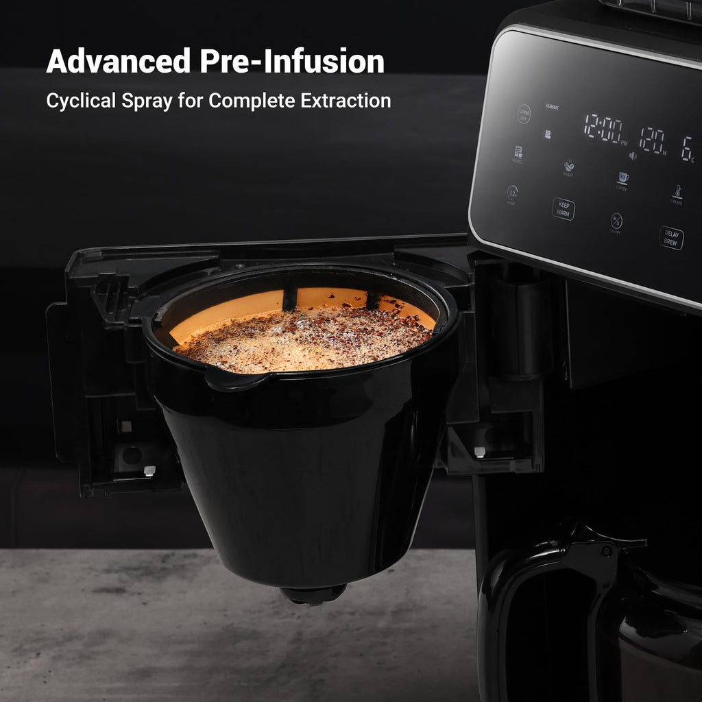 Black 10-Cup Grind  Brew Coffee Maker with 4 Flavor Options
