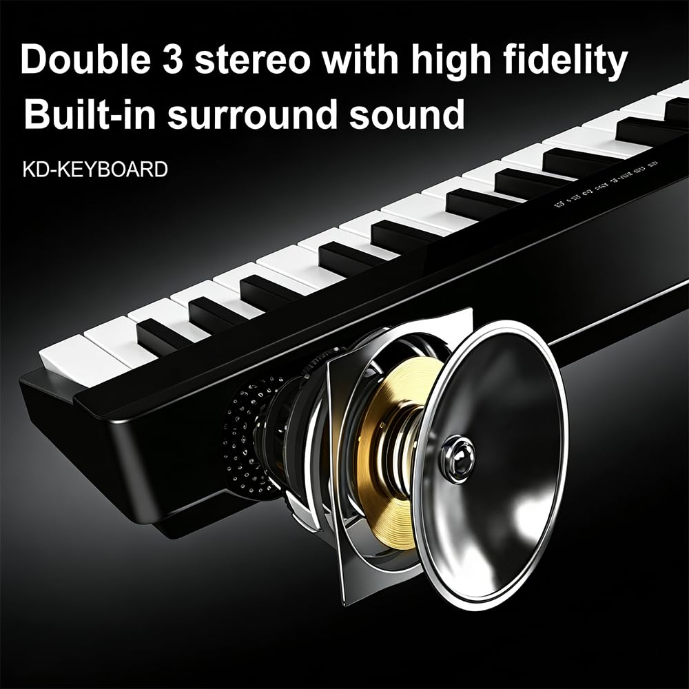 Portable Foldable 88-Key Semi-Weighted Digital Piano Black