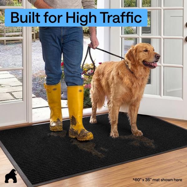 Traffic Guard Heavy Duty Indoor Outdoor Door Mat 72x48 Black Retail $55.00