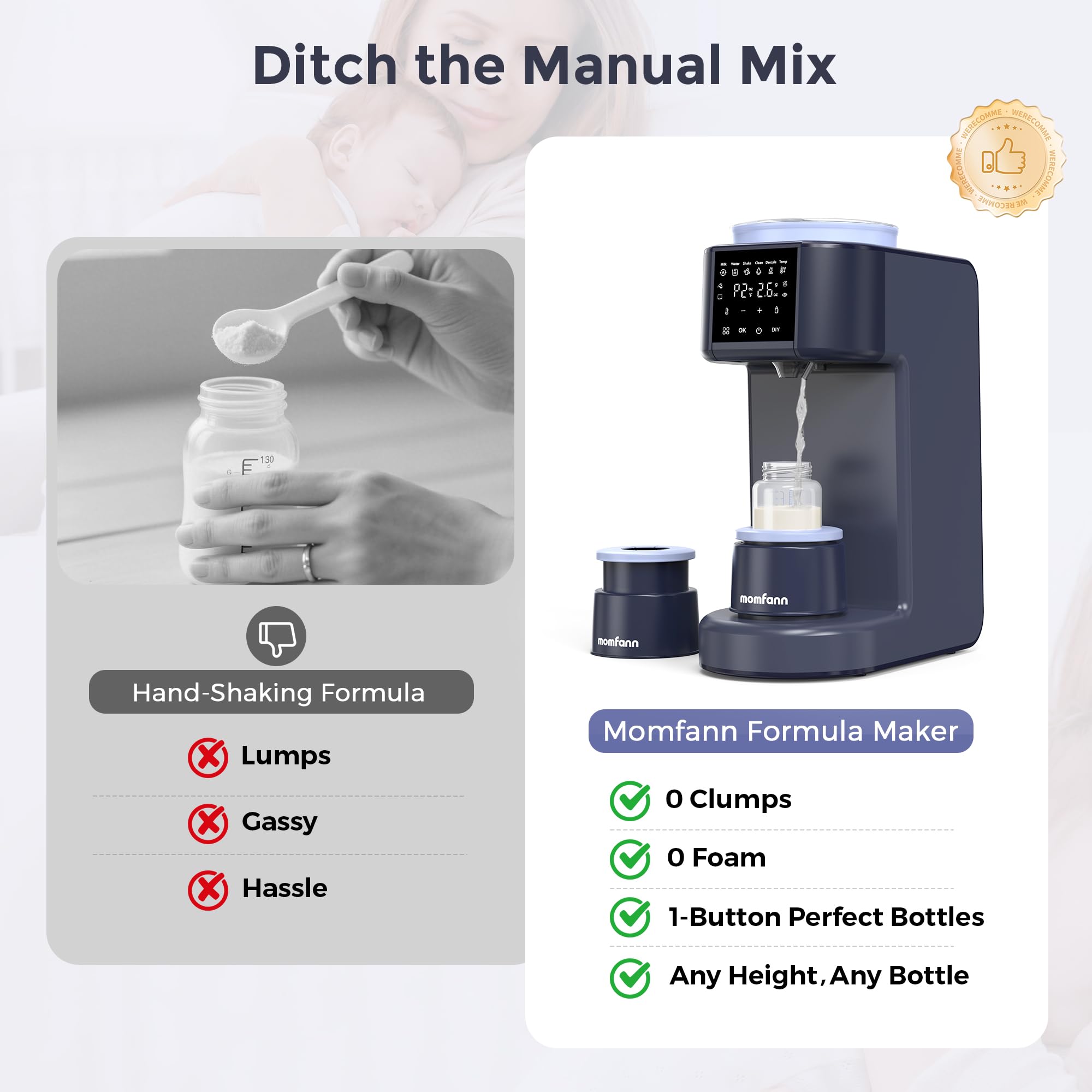 As-Is New MOMFANN Automatic Baby Formula Maker - 2-Min Quick Mix with Temp Control Retail $159.00