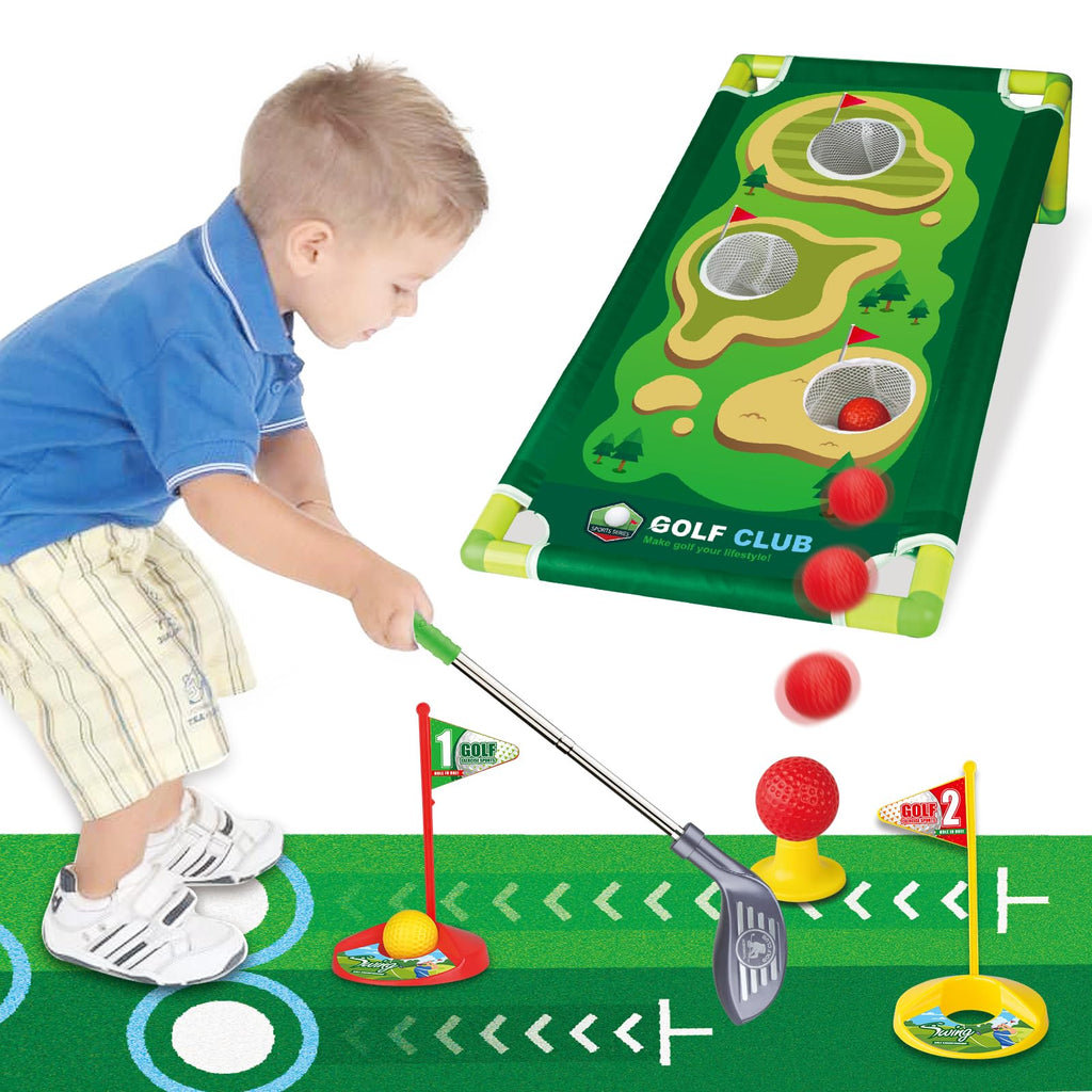 RCROKS Toddler Golf Clubs Set Retractable Metal Shaft, Kids Golf Toys Indoor & Outdoor Backyard Park Golf Game Toy Playset Gifts for Aged 3-8 Toddlers Boys Kids Baby (Grey, M)