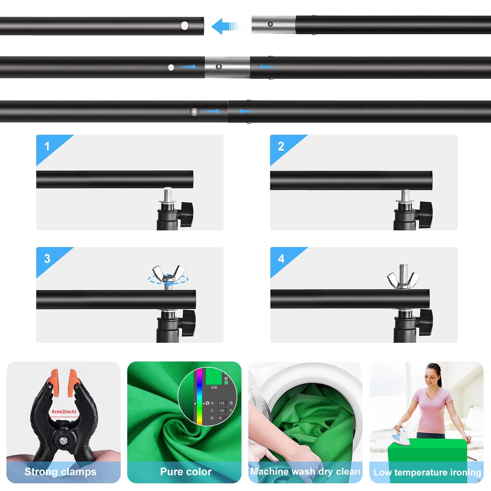 PULUZ Green Screen Backdrop Kit with Stand, 6.5X6.5ft Portable Green Screen Stand kit, GreenScreen Background with Stand Carrying Bag Clamp for Photoshoot, Photography Video, Live Streaming Retail $35.00