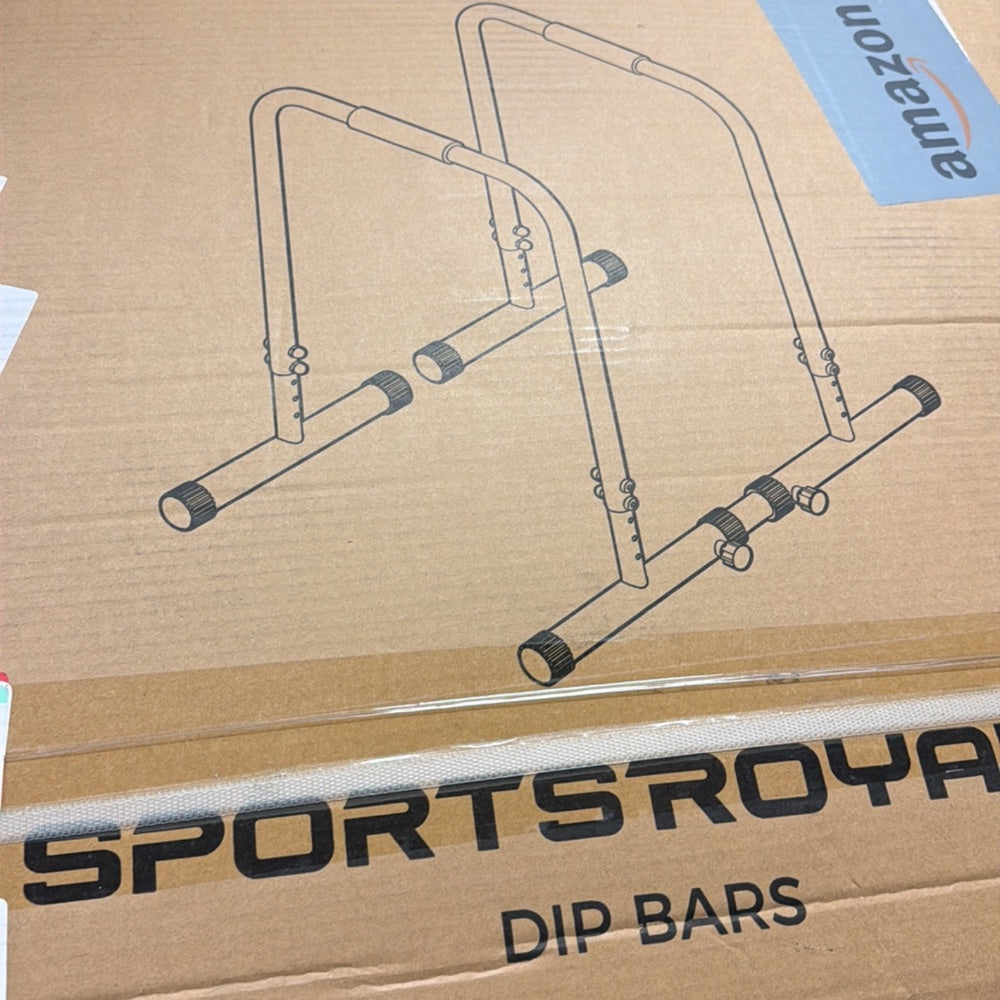 Open-Box New Sportsroyals DP3 Adjustable Dip Station 400LBS Heavy Duty Parallette Bars - Black.