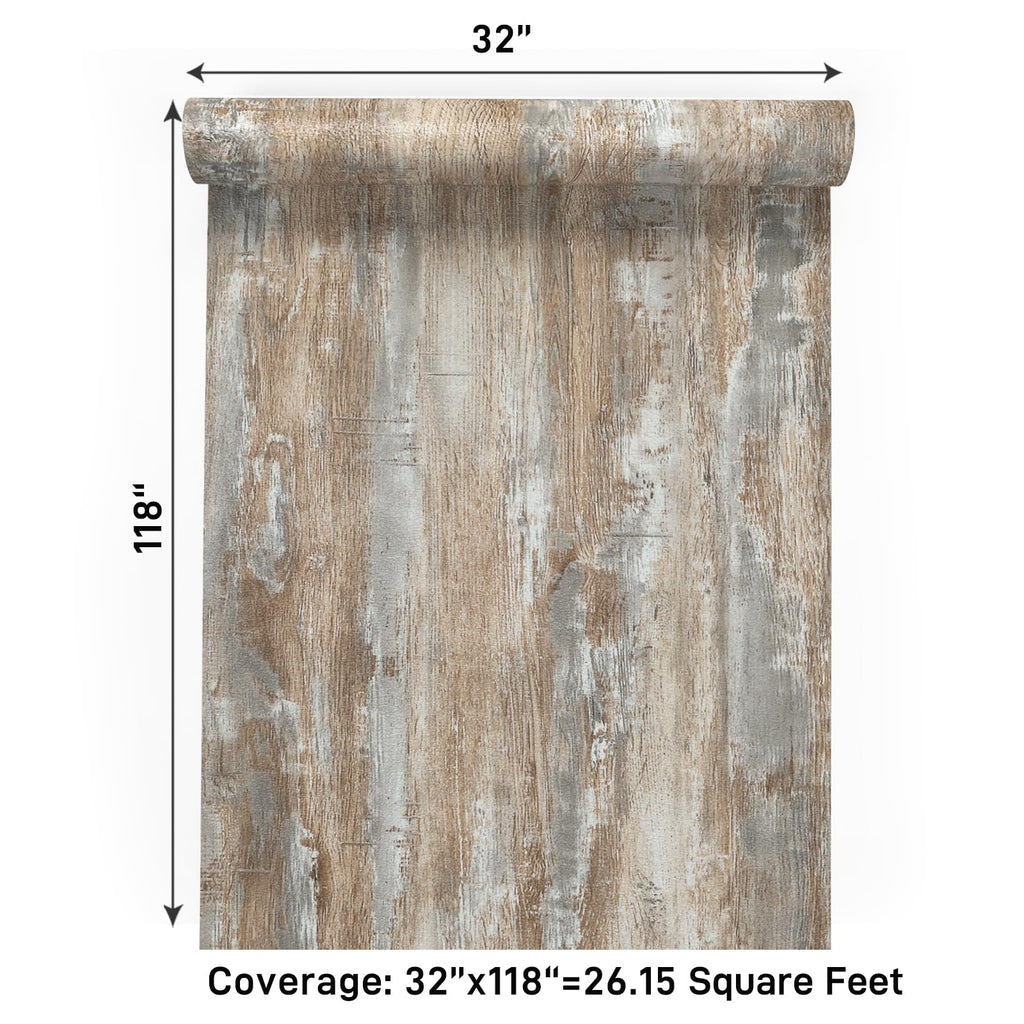 Distressed Light Wood Grain Peel  Stick Contact Paper Wallpaper 32x118 Waterproof