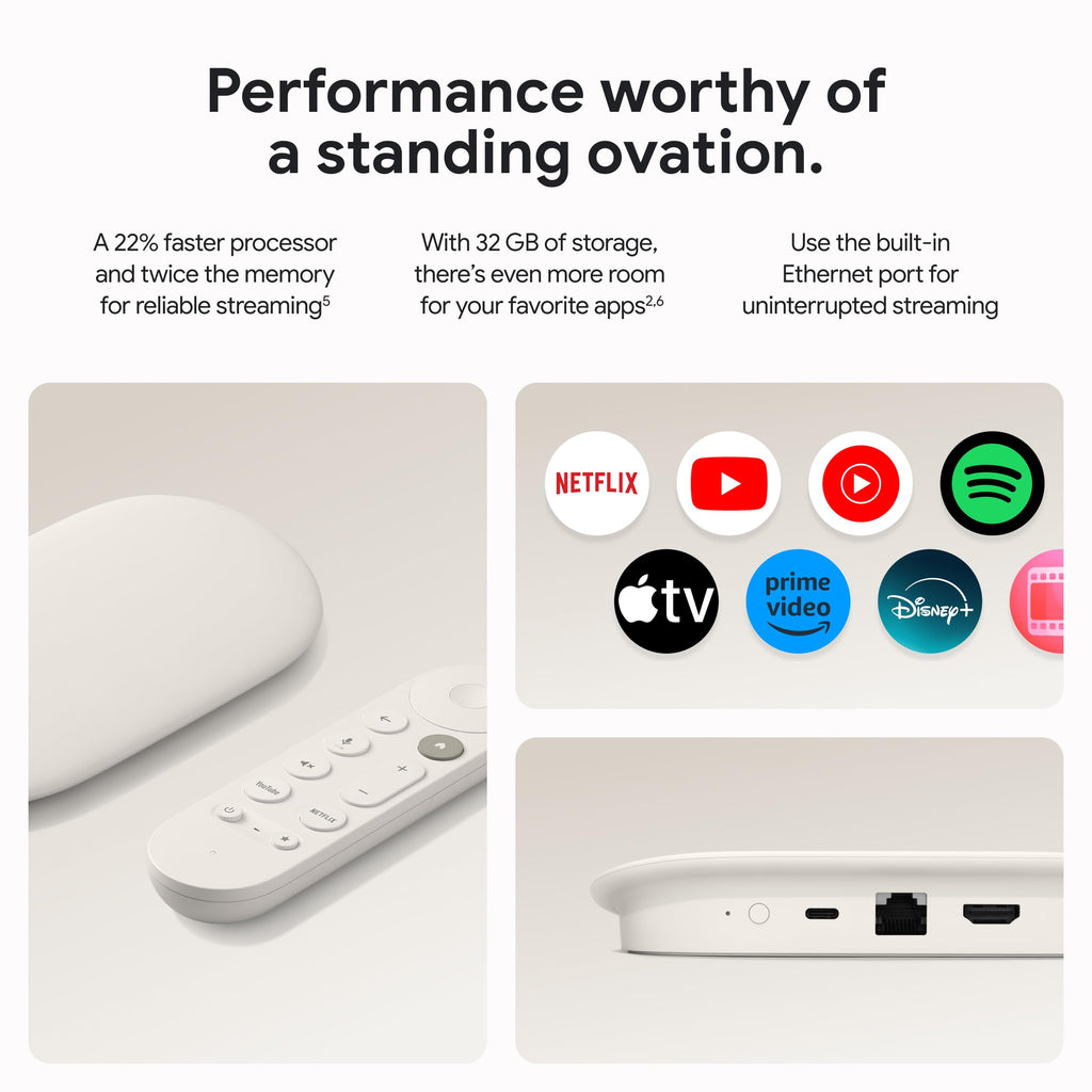 Google TV Streamer 4K - HDR Voice Remote Smart Home Control Porcelain