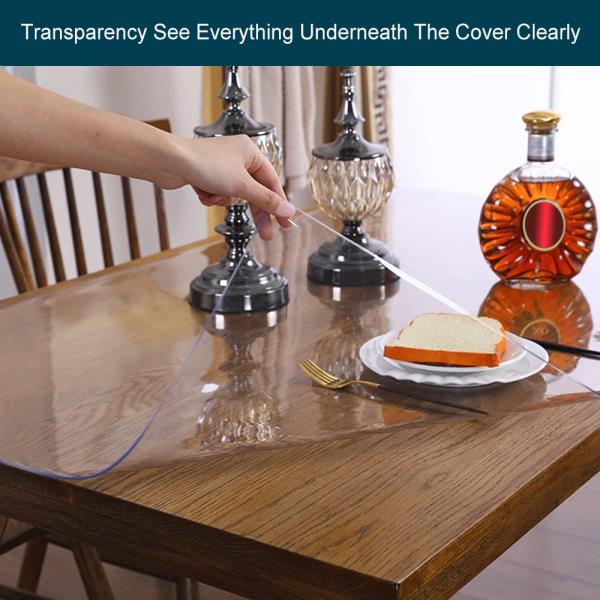 Clear PVC Table Protector Cover 1.5mm Thick 54x72 Inch Rectangle Tablepad