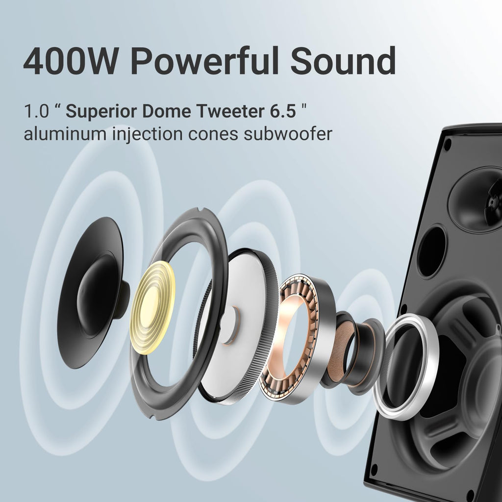 5 Inch Passive Outdoor Waterproof 400W 2-Way Wall Mount Speakers - Black $81.75