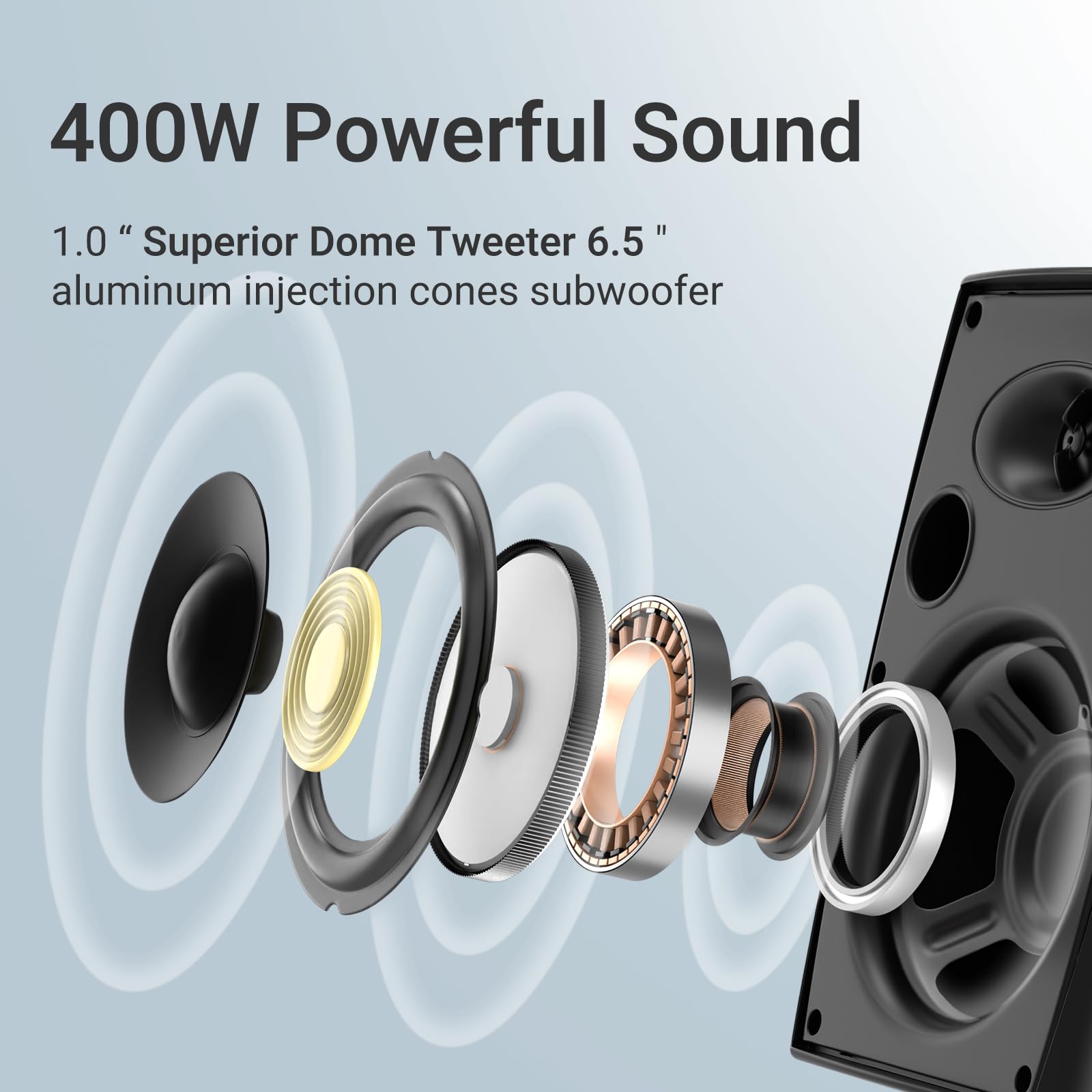 5 Inch Passive Outdoor Waterproof 400W 2-Way Wall Mount Speakers - Black $81.75