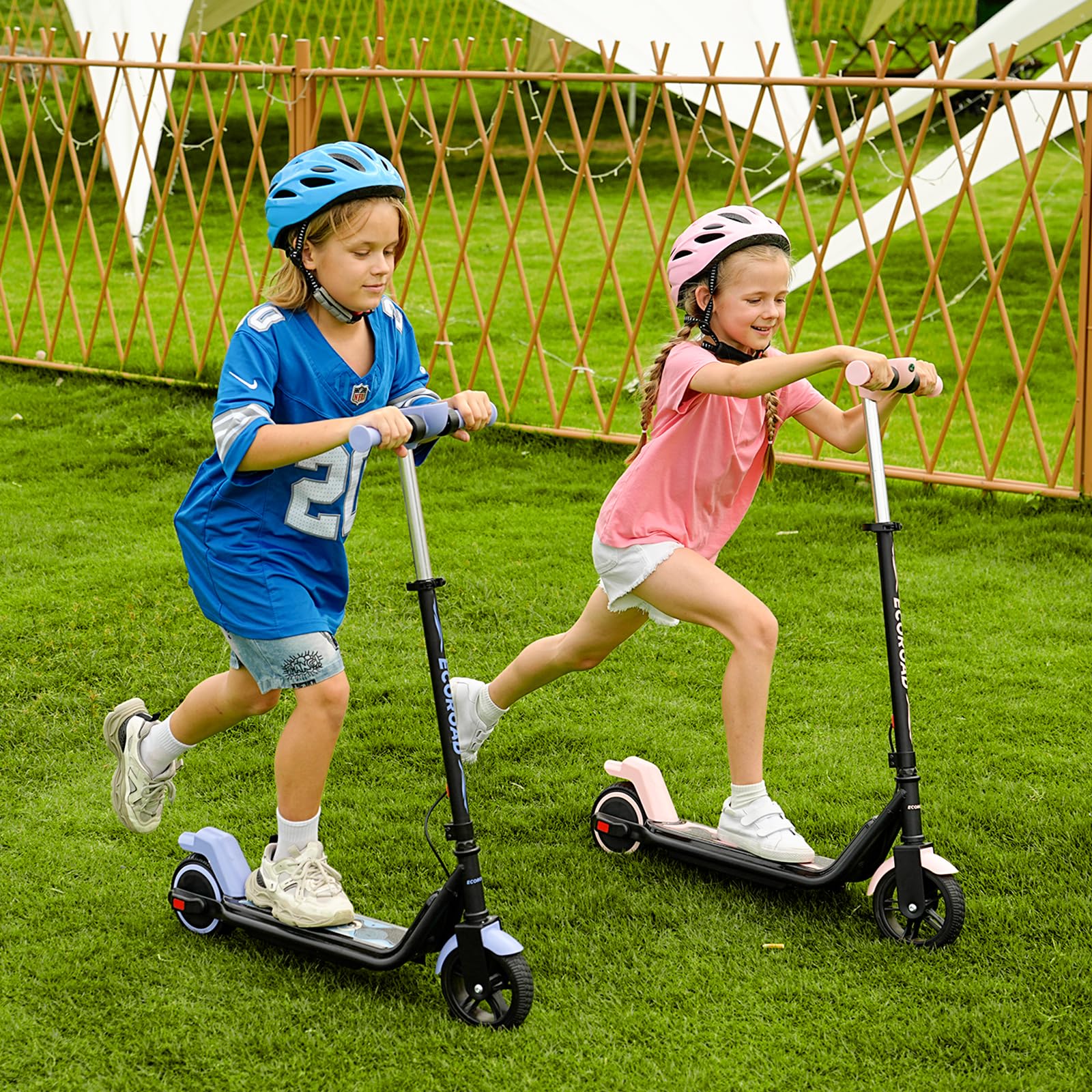 Kids Electric Scooter Black Adjustable Height LED Lights