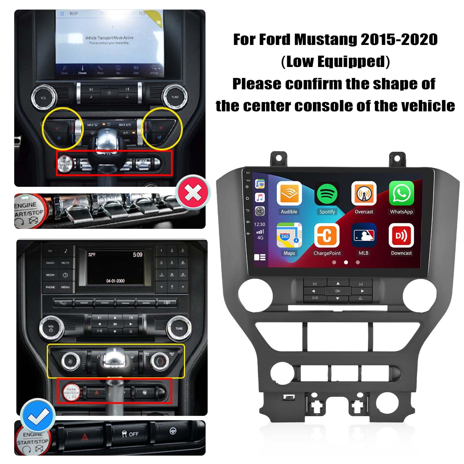Inch Android 13 Car Stereo for Ford Mustang 2015-2020 with Wireless CarPlay  Auto GPS