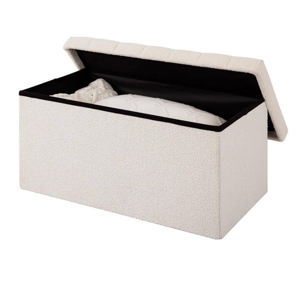 Seville Classics 30 White Boucle Storage Ottoman 30W x 15.7D