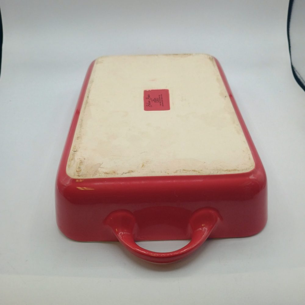 New As-Is Red Ceramic Baking Dish with Handles Retail $25.00