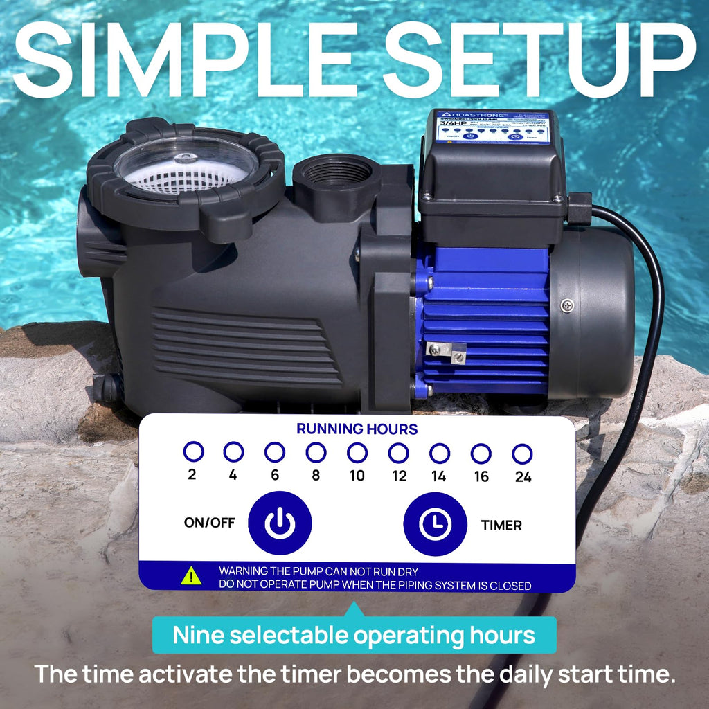 Above Ground Pool Pump High Flow Self Priming 1 HP with Filter Basket Blue
