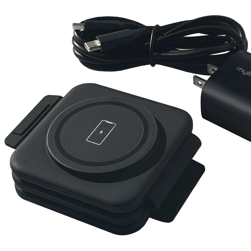 Black 3-in-1 Folding Wireless Charging Pad for Phone Earbuds Watch