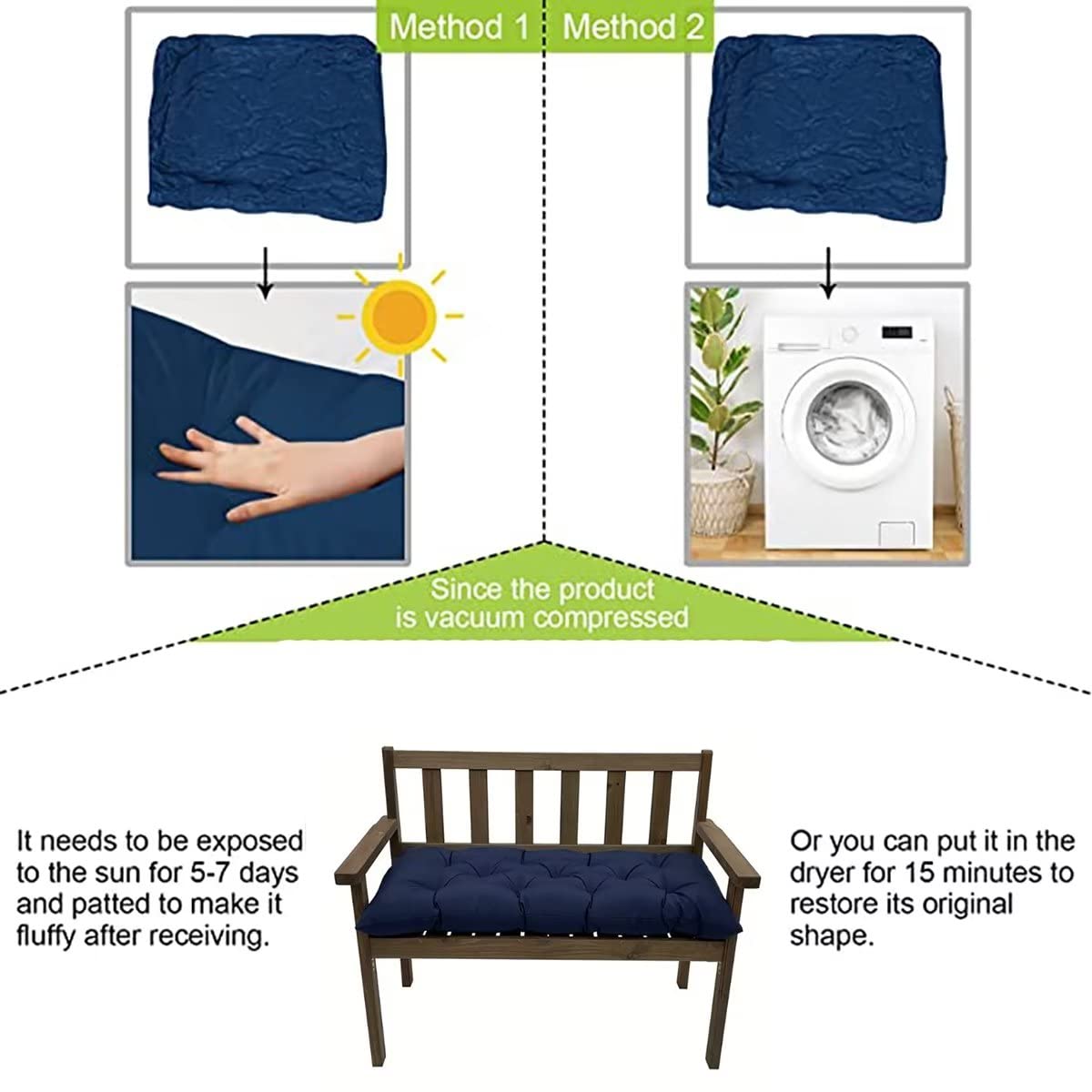 Open-Box New Yefound Waterproof Tufted 40 x 20 Bench Cushion Dark Grey Retail $30.00