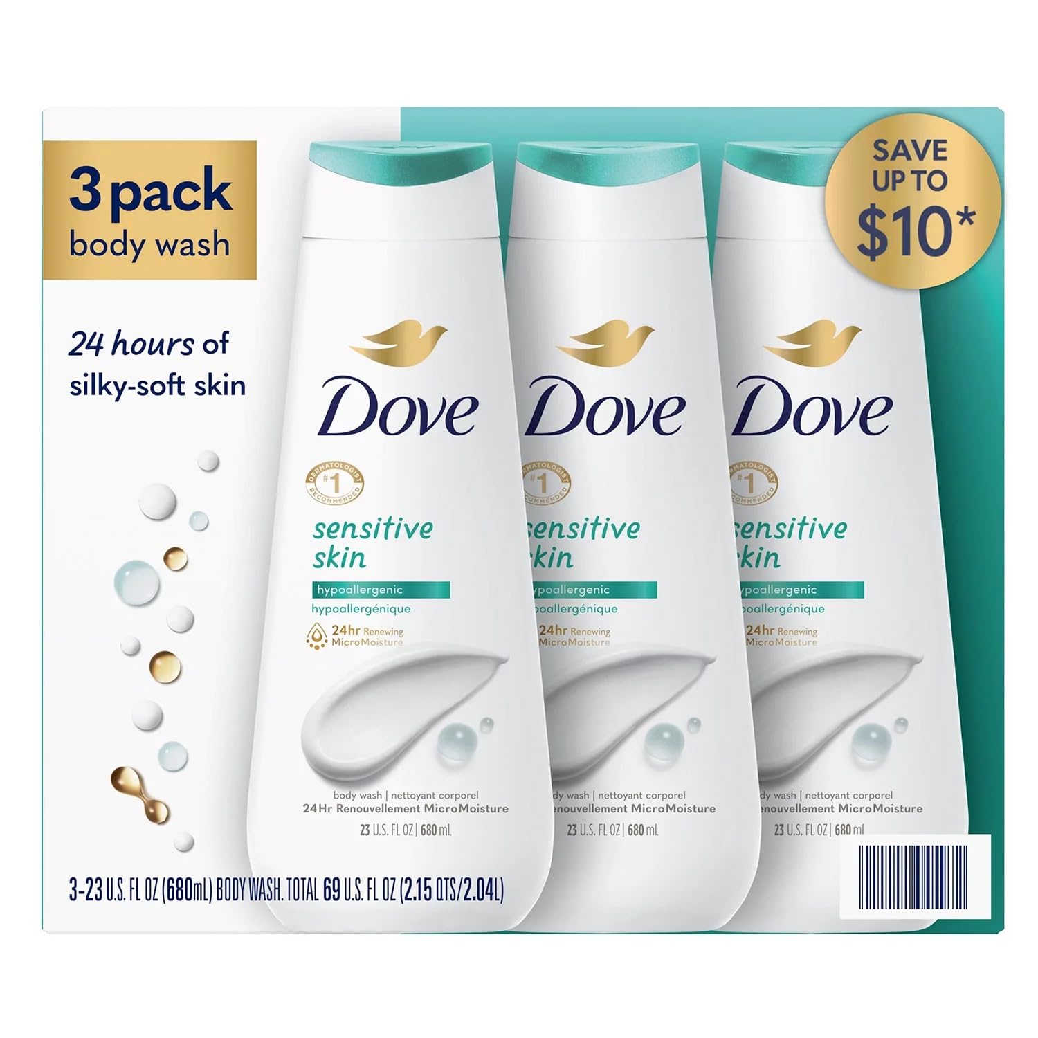Dove Nourishing Body Wash Sensitive Skin 23 Fl Oz Pack of 3