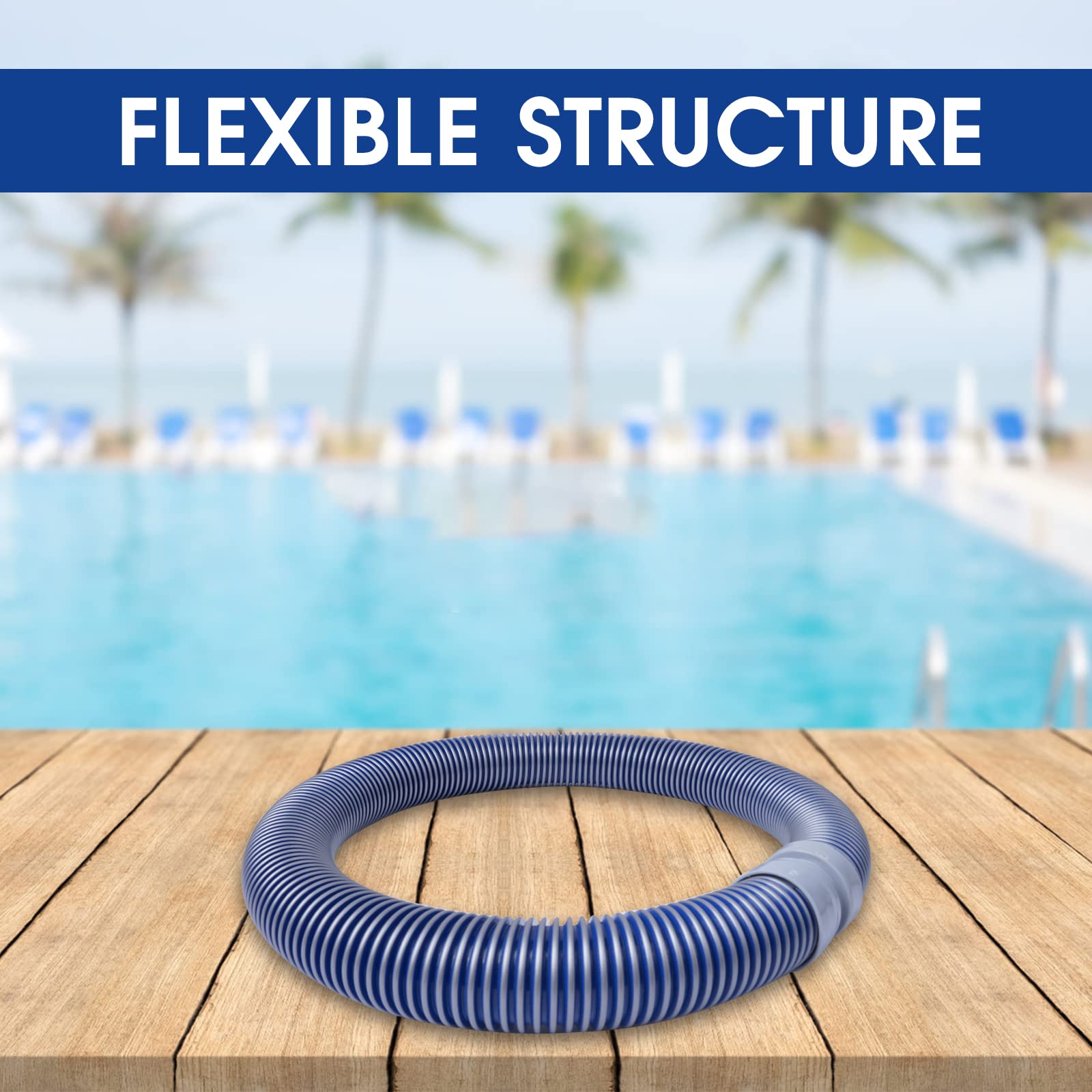 Gray-Blue 8-Piece 1.5-inch Automatic Pool Vacuum Hose Retail $49.00
