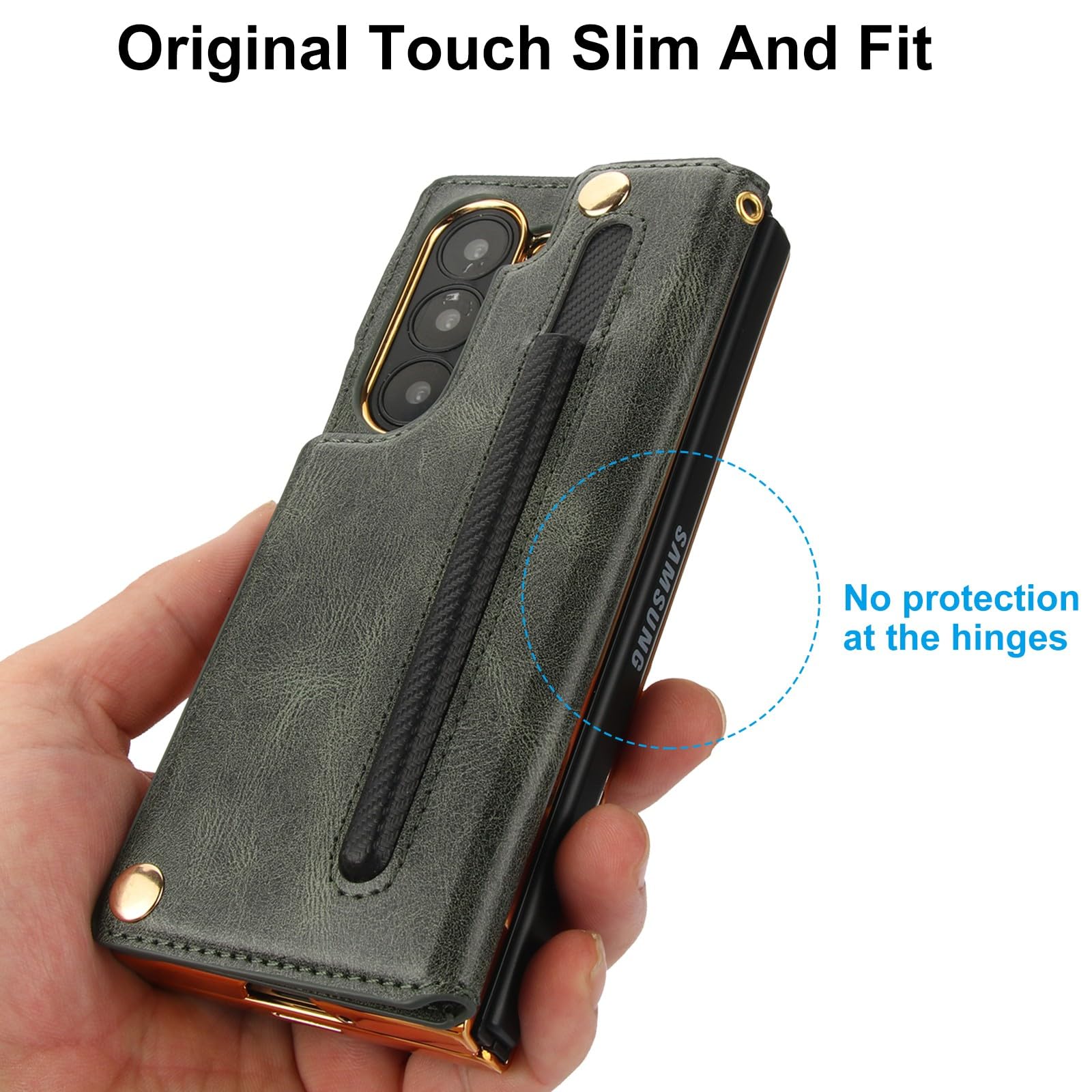 Green Samsung Galaxy Z Fold 6 Wallet Flip Case w S-Pen  Card Holder Screen Protector Kickstand