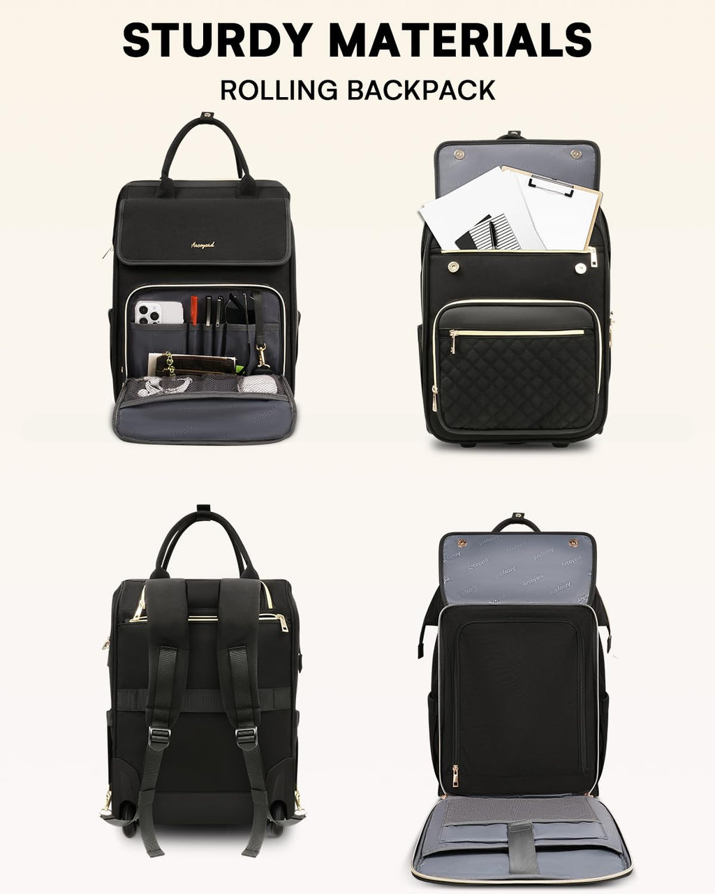 Open-Box New Arcoyard Rolling Laptop Backpack - Water-Resistant Travel For Women Retail $79.00