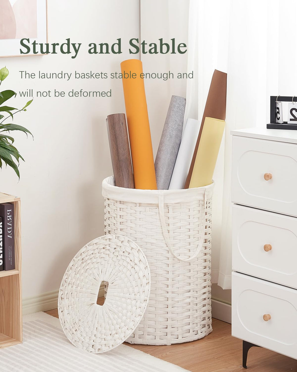 Open-Box New SETVSON Round Rattan 110L Handwoven Laundry Hamper