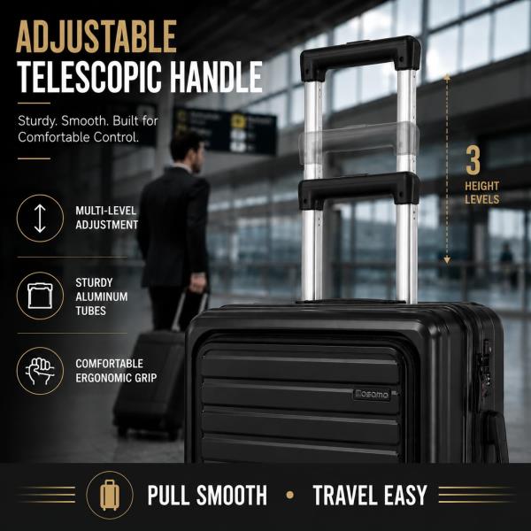3-Piece Expandable Luggage Set with 20-Inch Front Opening Hardside Suitcase and TSA Lock