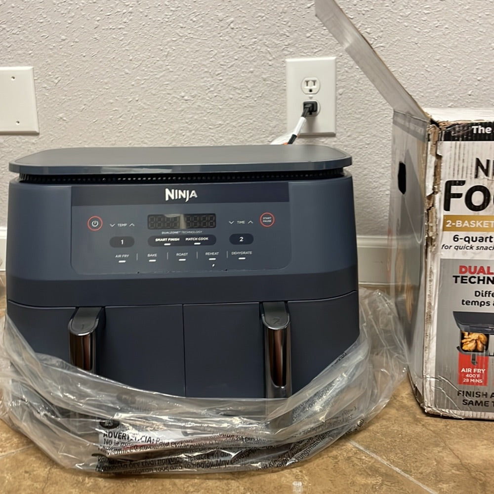 Ninja Foodi 6qt 2 Basket Air Fryer Gray DZ090GY Retail $179.00