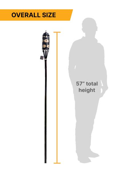 Backyadda Bamboo Torches for Outside, Compatible with All Tiki Torches Fuels, Extra-Large (16oz) Metal Canisters and Fiberglass Wicks for Longer Lasting Burn. Stands 57" Tall. Retail $99.00