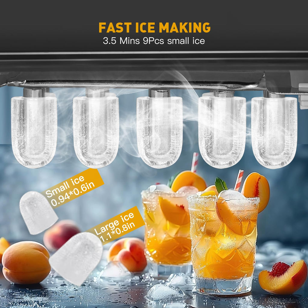 Silver Self-Cleaning Countertop Ice Maker 38 lbDay Production