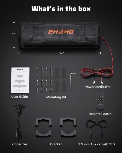UTV Sound Bar Golf Cart Bluetooth Speaker with RGB Party Lights