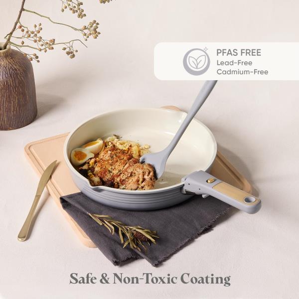 pcs Titanium Cookware Set Pots and Pans Set with Detachable Handle Gradient Grey