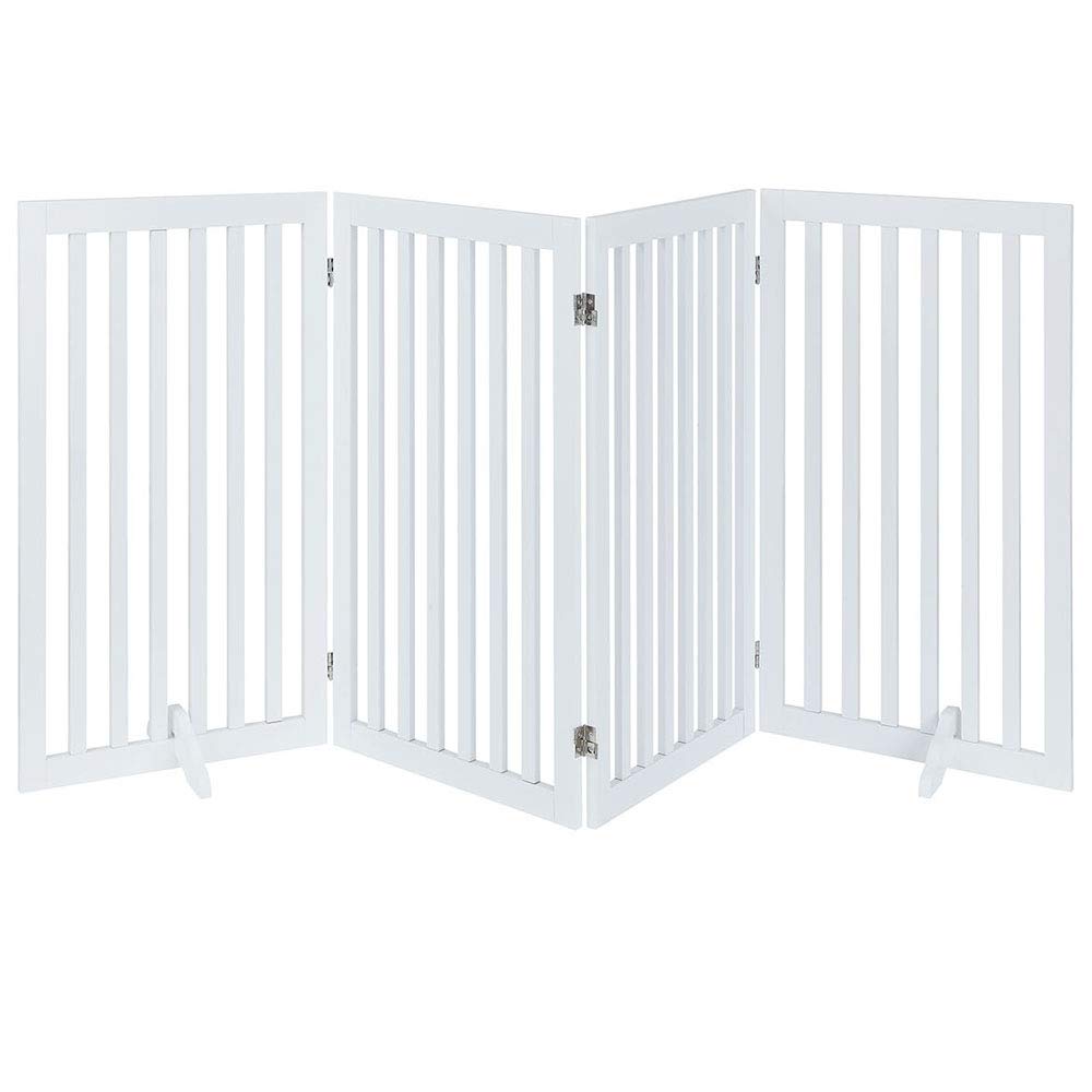 New unipaws 36H Free Standing Foldable Wooden Pet Gate White.