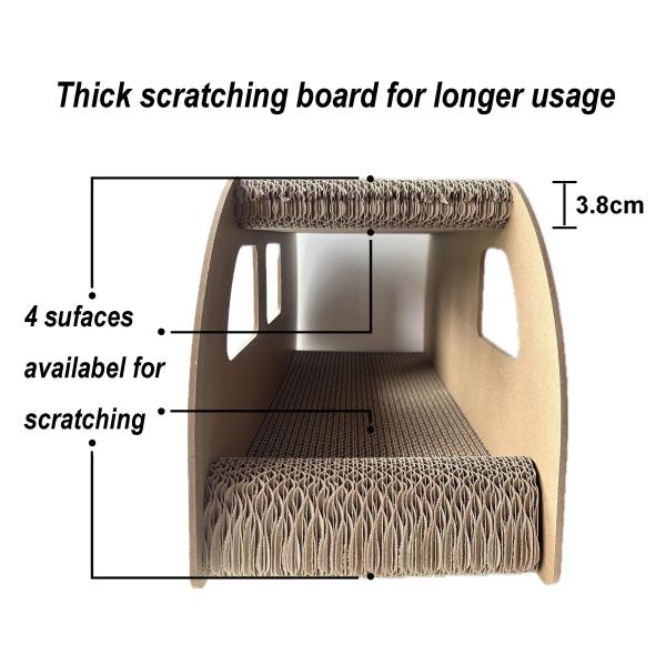 Increased Width Cat Scratching Board Green Bus Large Double Layers Cardboard House 9x11.8x22 Inch