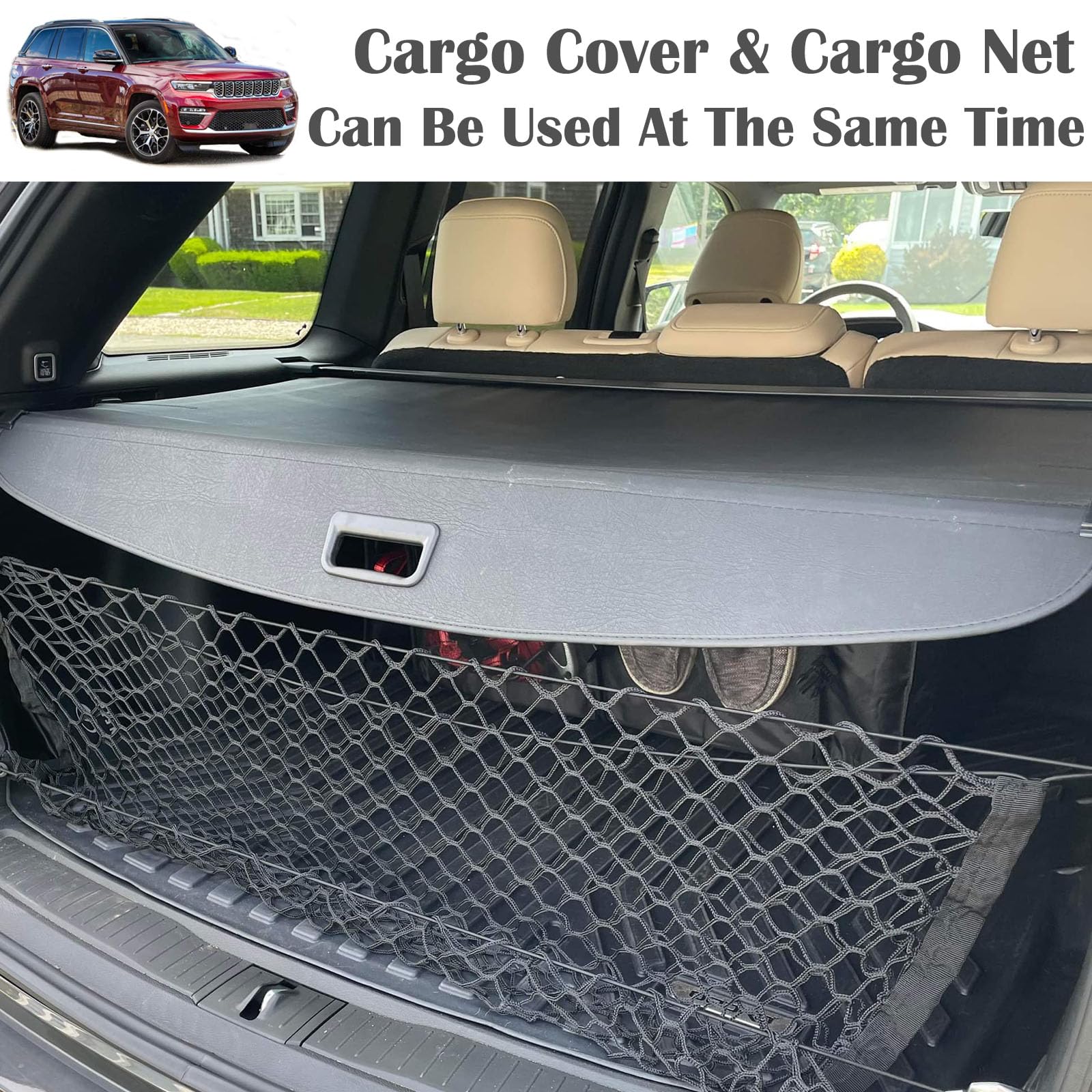 Leather Retractable Cargo Cover for 2022-2026 Jeep Grand Cherokee 2 Row WL 4XE